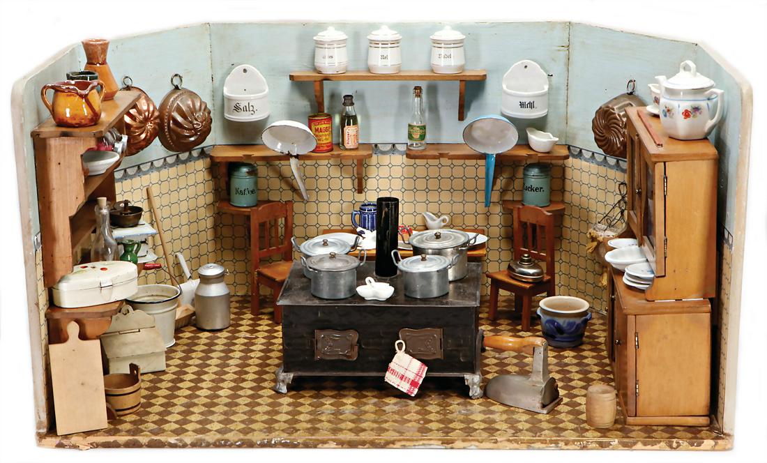 dollhouse kitchen, around 1900, width: 68 cm, height: (1 of 1)