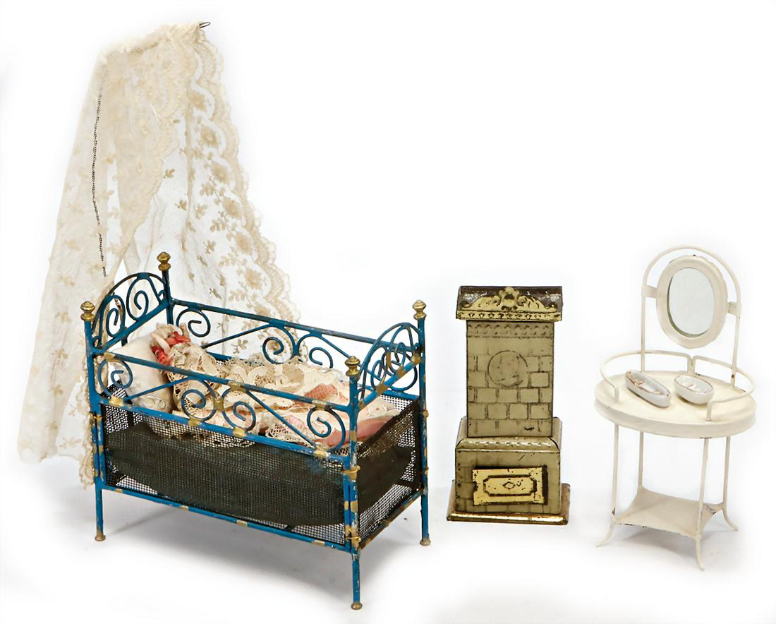 dollhouse decoration pieces, bed, sheet metal, 16 cm, 1 (1 of 1)