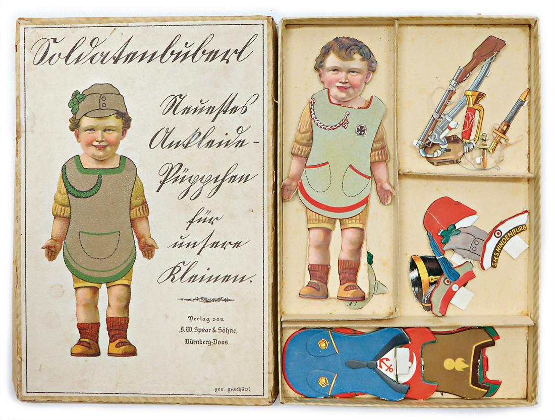 dress doll, c. 1910, soldier child, height: 16 cm, with (1 of 1)