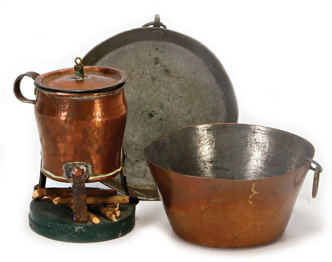 3 pieces, copper, hammered, inside tin-plated, for an (1 of 1)