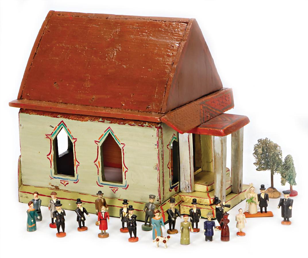 small chapel, colored  wood, with ERZGEBIRGE (1 of 1)