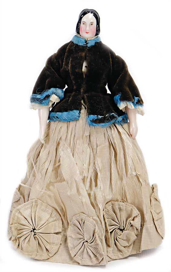 dollhouse doll, Biedermeier, 15.5 cm, enameled shoulder (1 of 1)