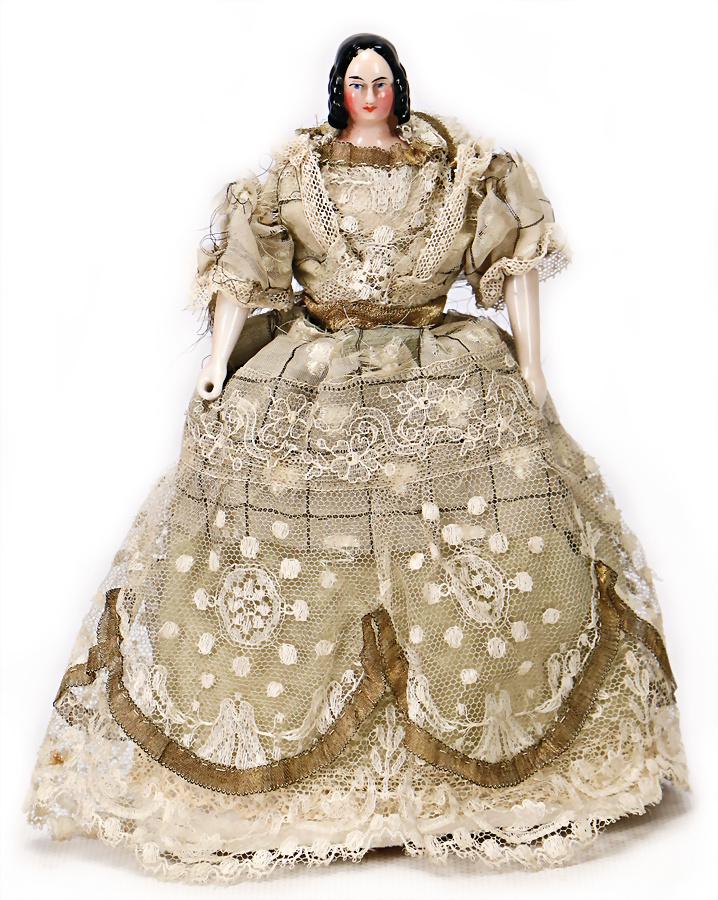 dollhouse doll, Biedermeier, 20 cm, China-Head, (1 of 1)