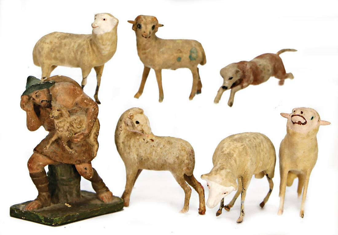 ERZGEBIRGE shepherd, mass, 8 cm, with velvety sheeps: ERZGEBIRGE shepherd, mass, 8 cm, with velvety sheeps German Description ERZGEBIRGE Schäfer, Masse, 8 cm, mit Tuchstaub-Schafen