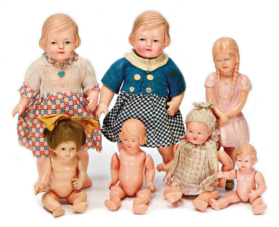 mixed lot of  celluloid dolls, 7-12.5 cm, among it a (1 of 1)