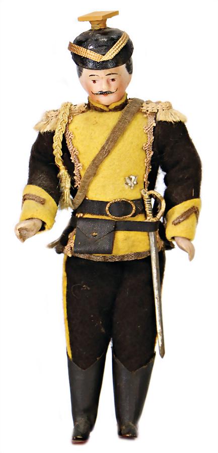 dollhouse doll, soldier, 17 cm, bisque shoulder headed (1 of 1)