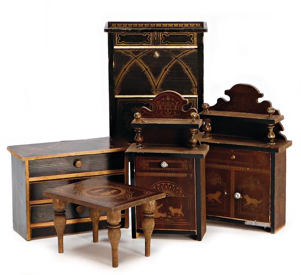 BOULLE dollhouse furniture, secretary, 13.5 cm, 2 (1 of 1)
