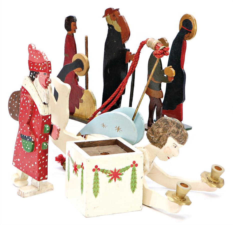 treasure chest, ceiling lamp, angel, wood, 35 cm, 1 (1 of 1)