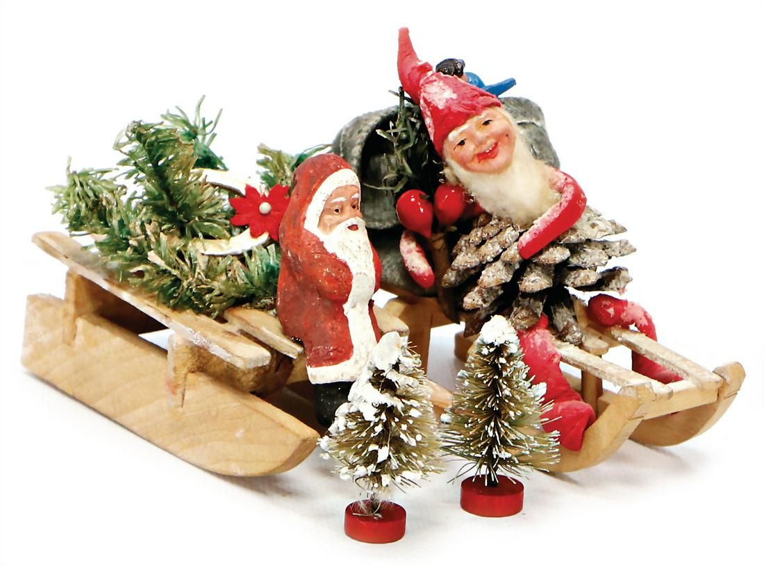 2 pieces, sledge with cone man, and sledge with Santa (1 of 1)