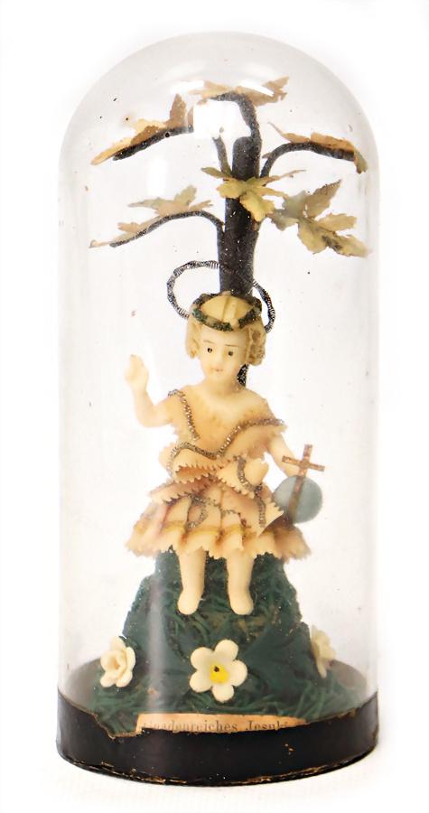 saint figure, tragacanth, in a glass case, 14 cm, (1 of 1)