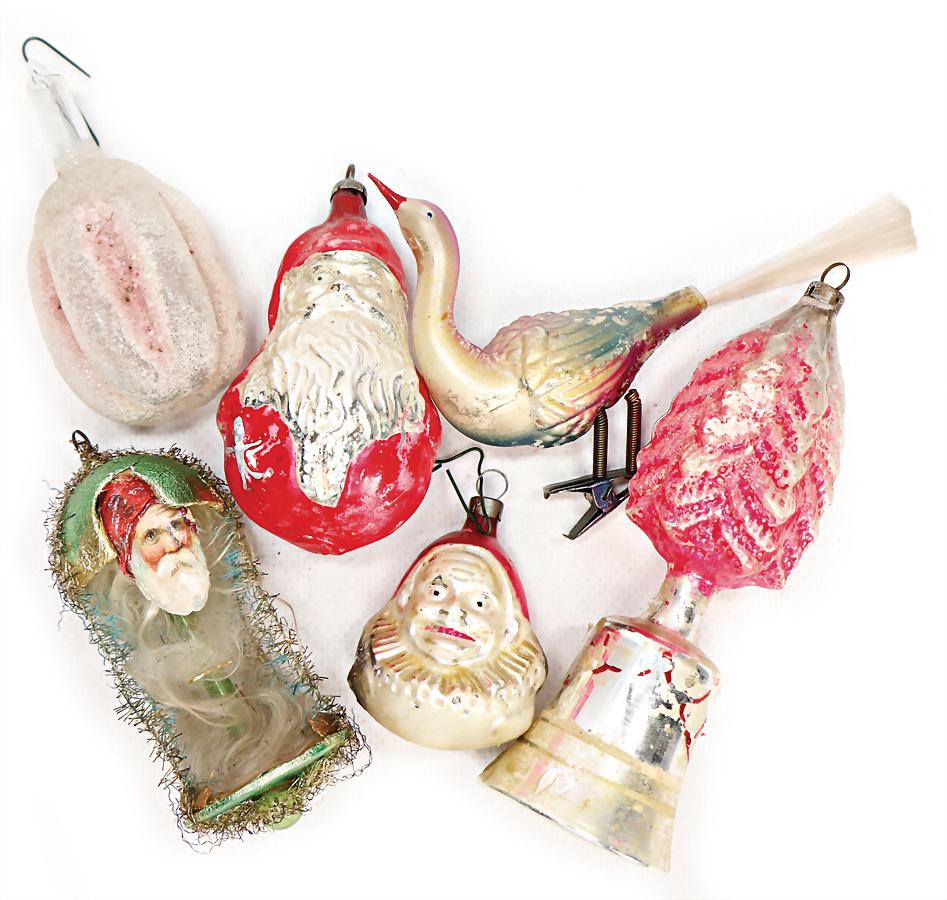 Christmas tree decoration, glass, 5 pieces, cone with (1 of 1)