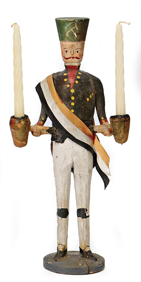 ERZGEBIRGE miner lamp, wood, colored, paste arms, (1 of 1)