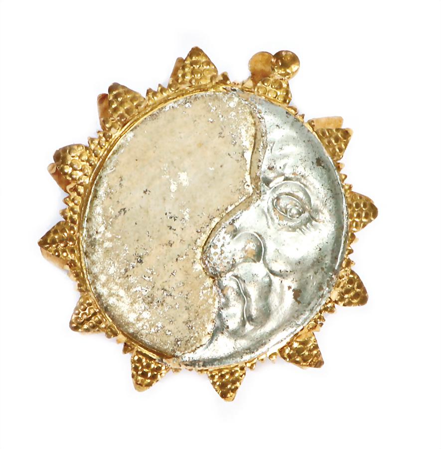 DRESDEN CARDBOARD candy container, sun and  moon, (1 of 1)