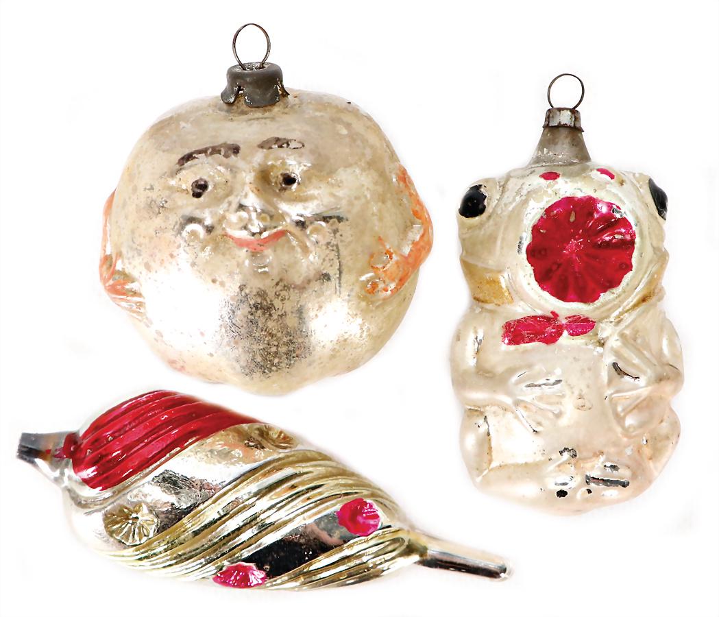 mixed lot of  3 mirror glass Christian tree balls, 1x (1 of 1)