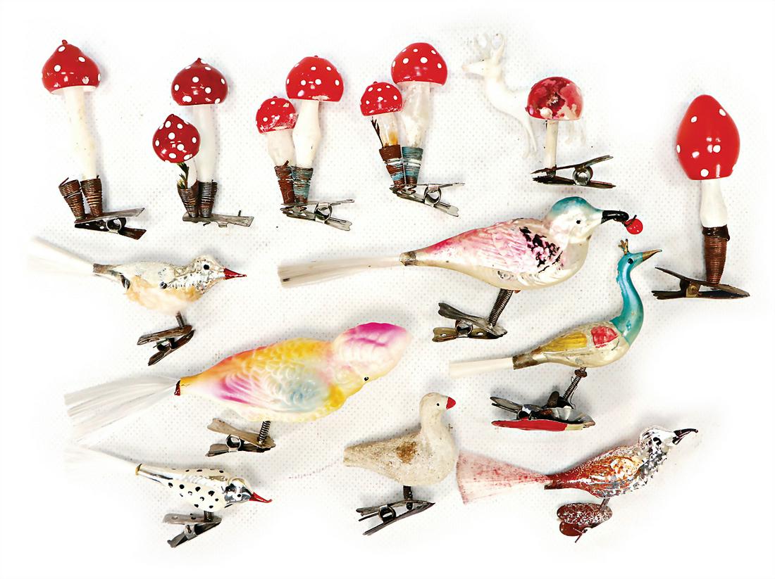 Christmas tree decoration, birds, 5 pieces, 1 mass (1 of 1)