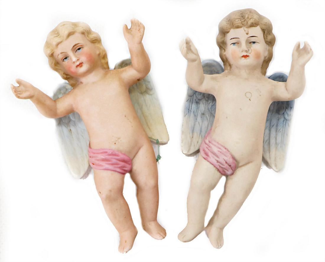2 pieces, bisque porcelain, angel, with wings, 12.5 cm (1 of 1)