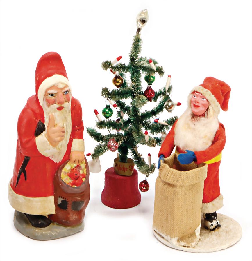 3 pieces, Santa Claus, papier mâché, felt-clothes, 14 (1 of 1)