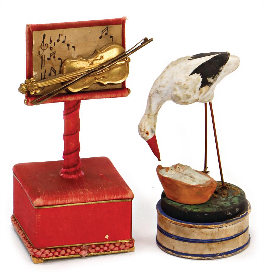 2 pieces, candy  container, stork made of mass, (1 of 1)