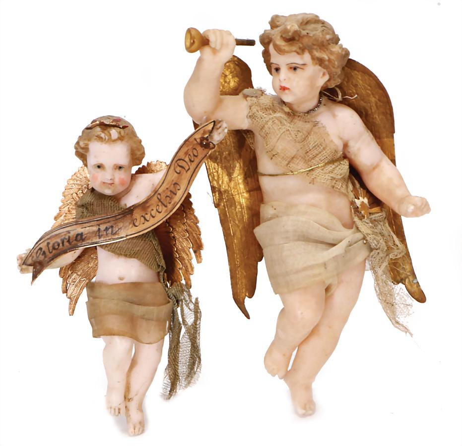 mixed lot with 2 wax angels, 18 and  22 cm, paper (1 of 1)