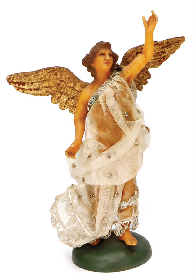 wax angel with wings, mounted on a wood base , height: (1 of 1)