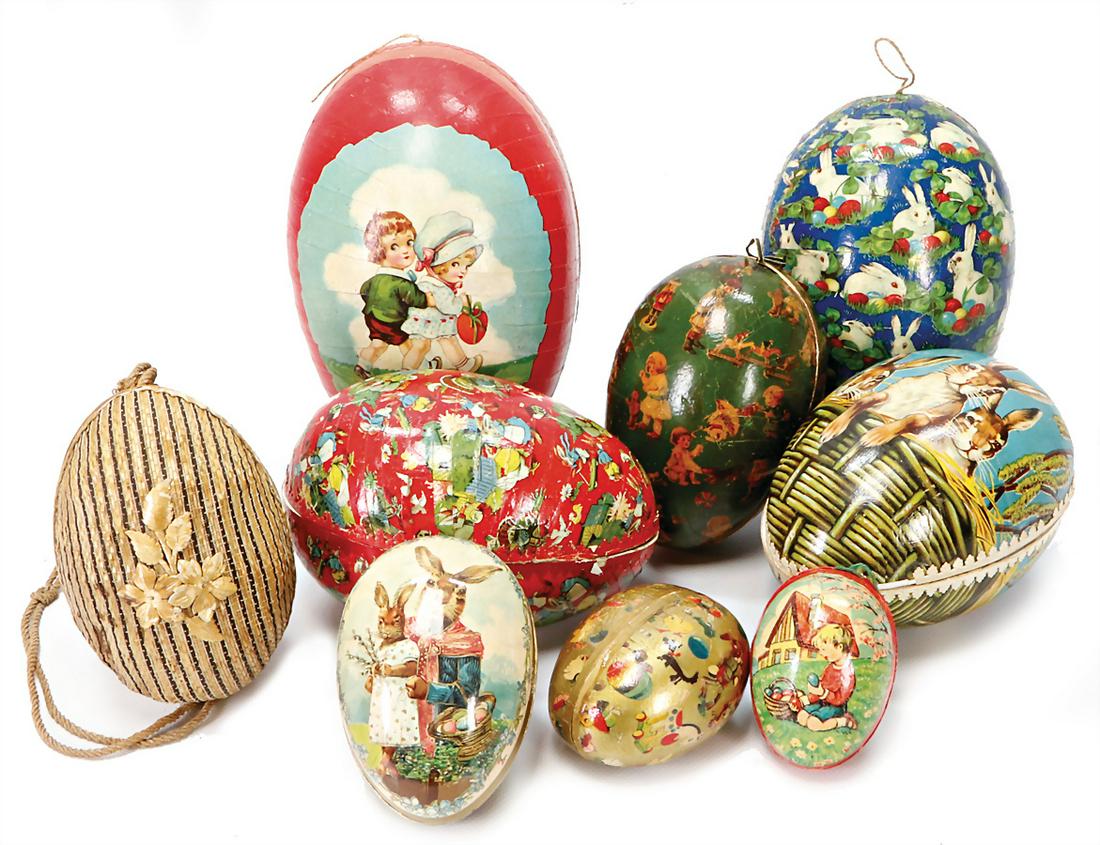 mixed lot of  Easter eggs, papier mâché, multicolored (1 of 1)