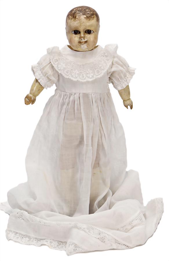 wood-doll, a so-called Motschmann, wooden head with (1 of 2)