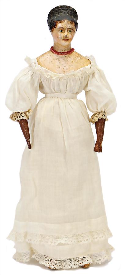 PROBABLY J.F. MüLLER early papier-mâché doll, c. 1808, (1 of 3)