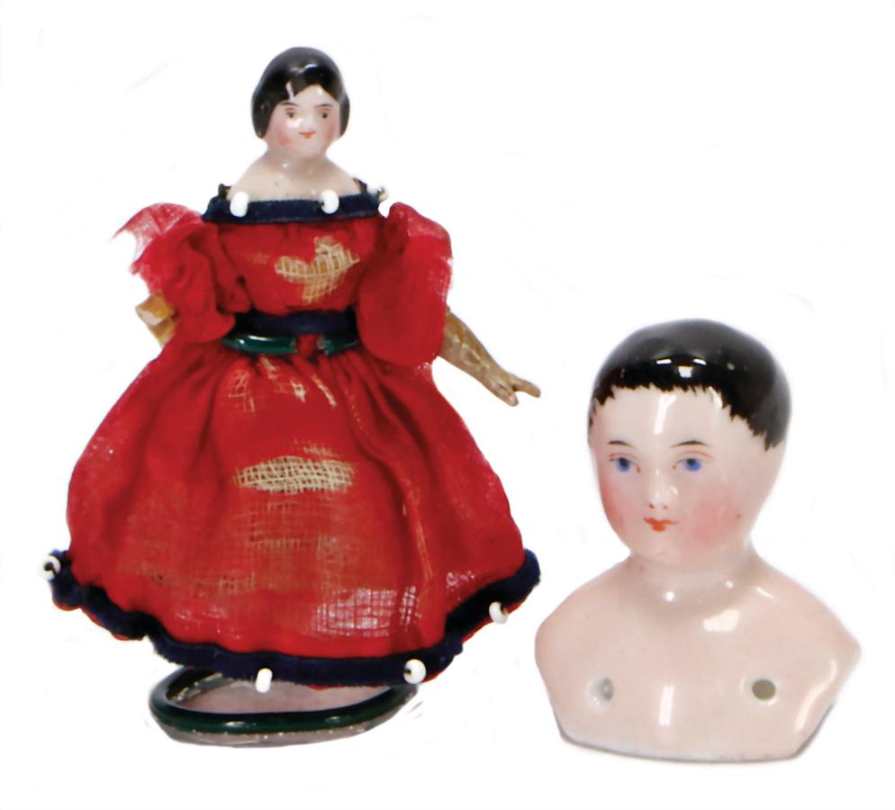 2 pieces, a small early doll  with enameled (1 of 1)