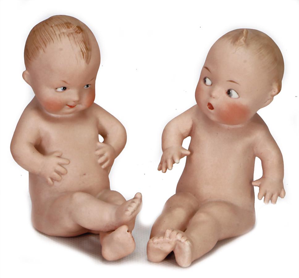 2 pieces, all-bisque, babies, 12 cm   German (1 of 1)