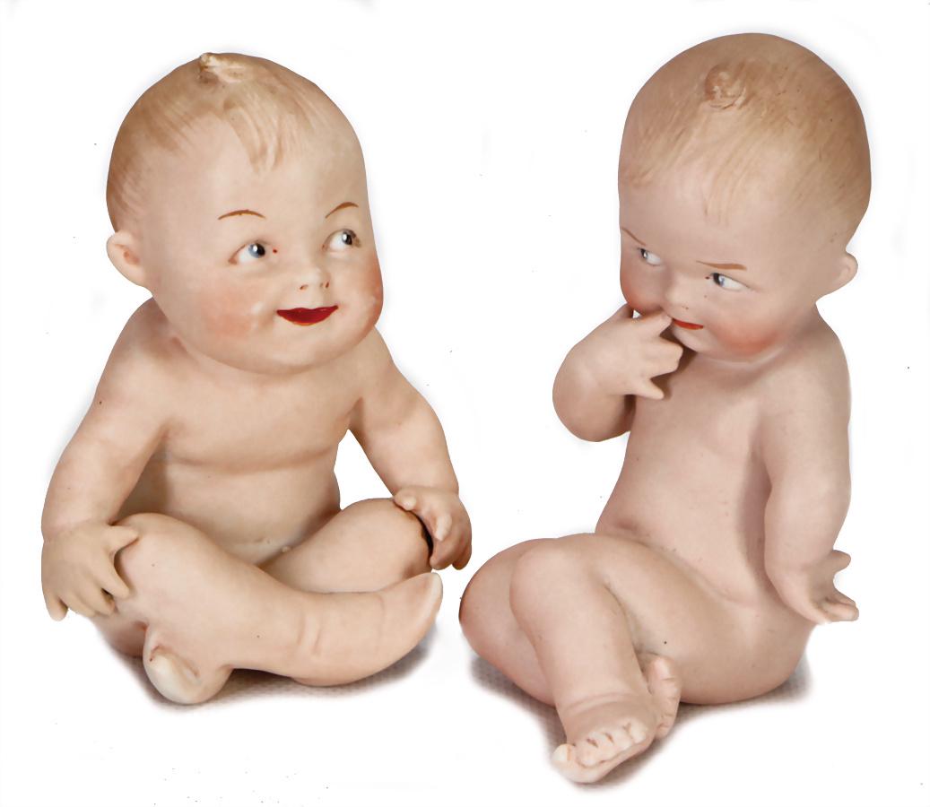 2 pieces, all-bisque, babies, 11 and  12 cm   German (1 of 1)