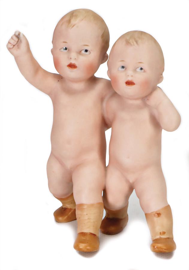 pair of children, all-bisque, 17 cm German: pair of children, all-bisque, 17 cm German Description Kinderpaar, Ganzbiskuit, 17 cm