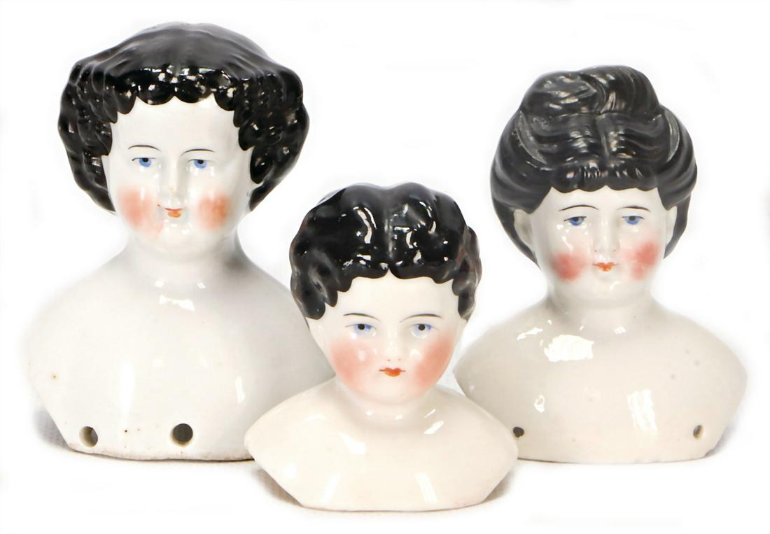 3 pieces, China-Head, enameled porcelain, Biedermeier, (1 of 1)