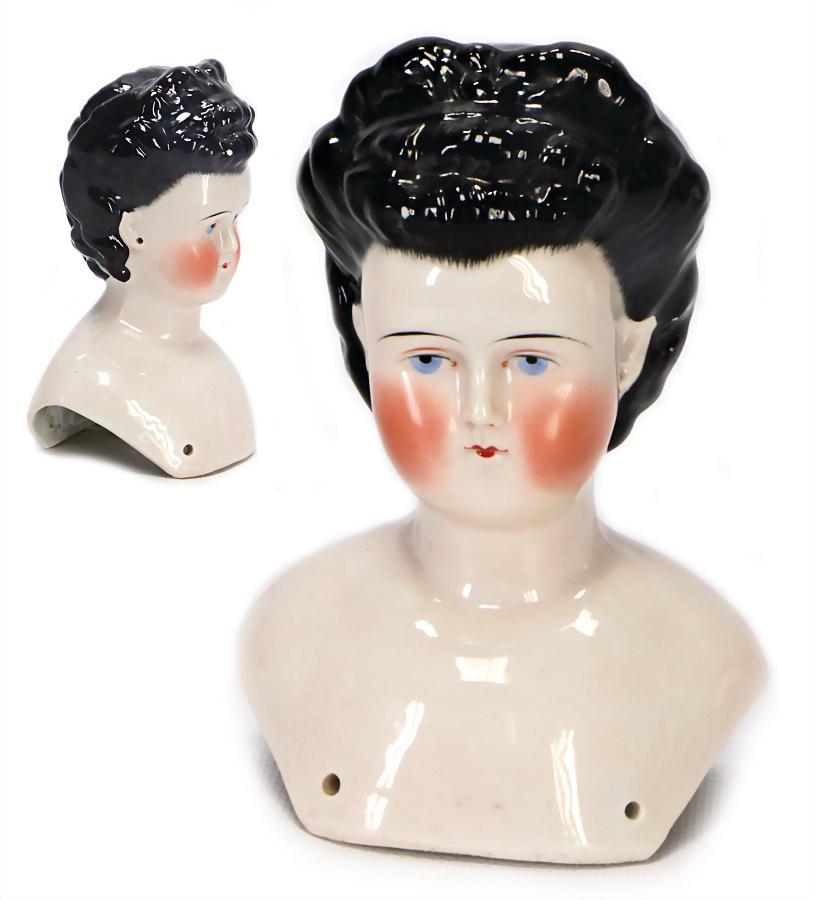 Biedermeier, shoulder headed doll, China-Head, enameled (1 of 1)