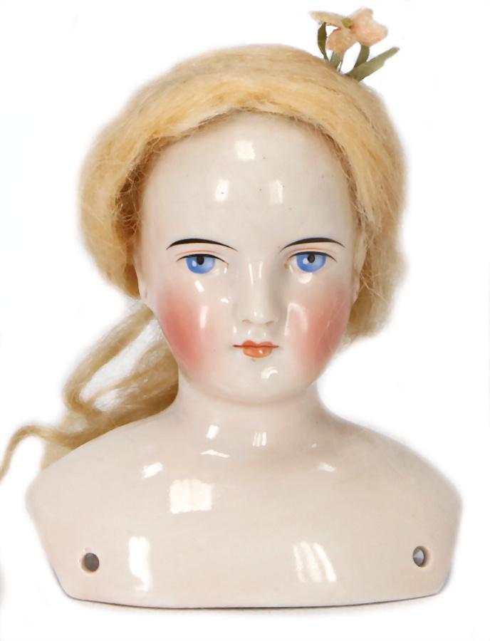 Biedermeier, shoulder headed doll, China-Head, enameled (1 of 1)