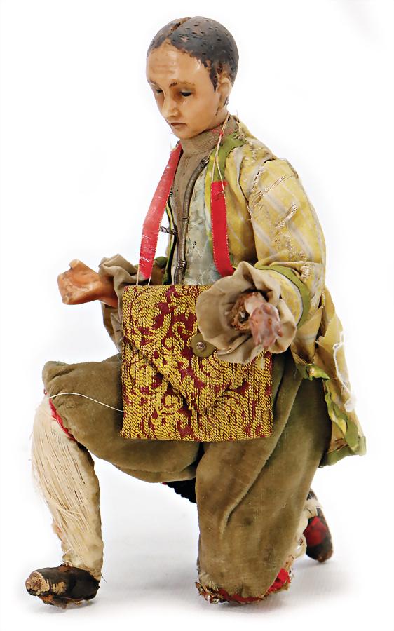 wax shoulder headed doll, 18th century, kneeling, (1 of 1)