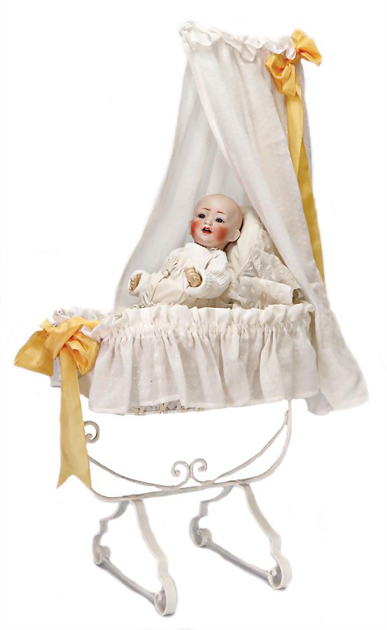 HERTEL, SCHWAB & CO. 151, bisque porcelain: HERTEL, SCHWAB & CO. 151, bisque porcelain character baby, full head, 32 cm, blue sleepy eyes, opened mouth, modelled tongue, 2 teeth, baby with sitting body, please note that it is risky to trans