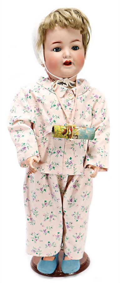 K&R 126, bisque porcelain character baby, 53 cm,: K&R 126, bisque porcelain character baby, 53 cm, bisque socket head, blue sleepy eyes, opened mouth, teeth and tongue, Toddler body, mohair wig German Description K&R 126, Biskuit-Porzellan-Charak