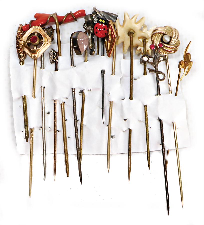 13 pieces, hatpin, for doll, partially gold with (1 of 1)