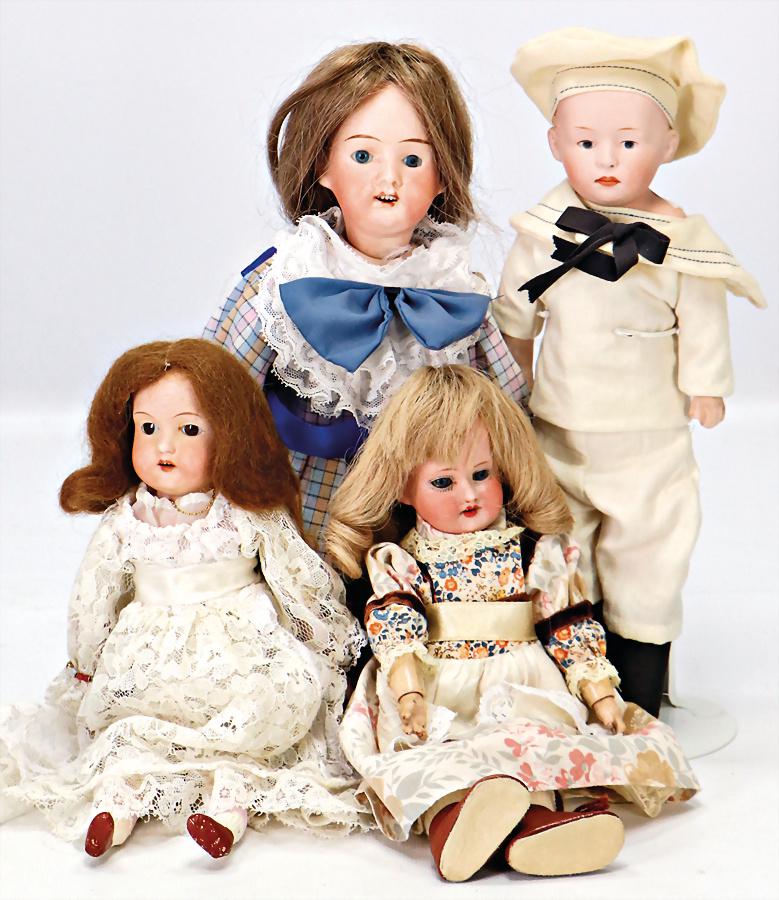 4 Teile Puppe, 24-32 cm, AM 390, Kurbelkopf, blaue: 4 Teile Puppe, 24-32 cm, AM 390, Kurbelkopf, blaue Schlafaugen, Gliederkörper, Perücke wurde nicht entfernt, bitte Transportrisiko für den Augenmechanismus beachten, HEUBACH, Junge, Biskuit-Brustbl