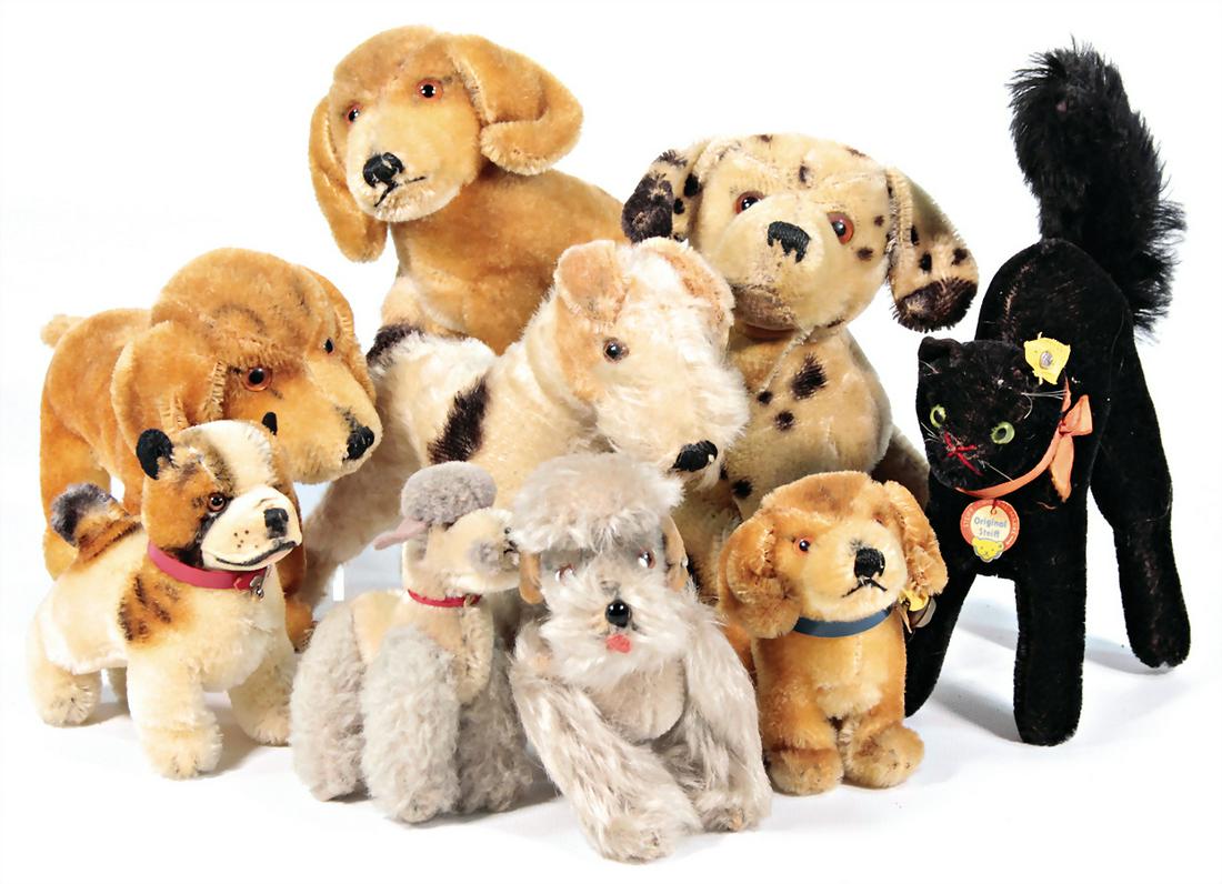 STEIFF Konv. Hunde, bespielt, teilw. mit Knopf u. Reste (1 of 1)