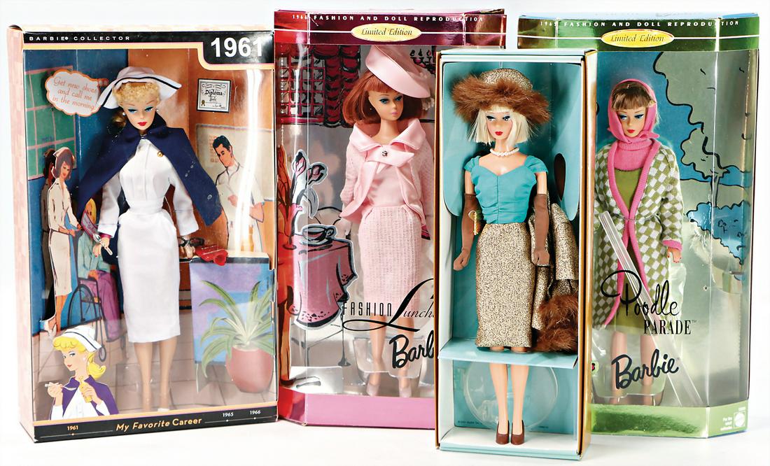 MATTEL 4x limited Edition, Barbies, Replica, alle: MATTEL 4x limited Edition, Barbies, Replica, alle unbespielt im Orig.-Kart. German Description MATTEL 4x limited Edition, Barbies, Replica, alle unbespielt im Orig.-Kart.