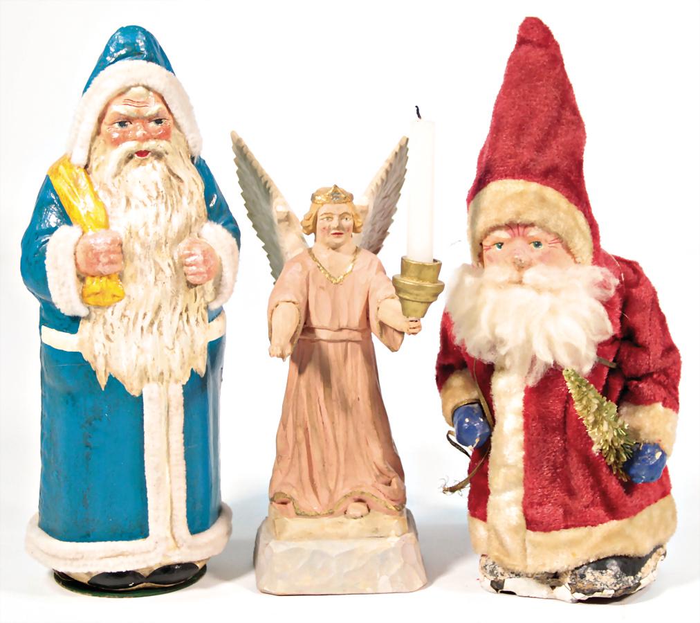 3 Teile, Weihnachten, Leuchterengel, Holz geschnitzt, (1 of 1)
