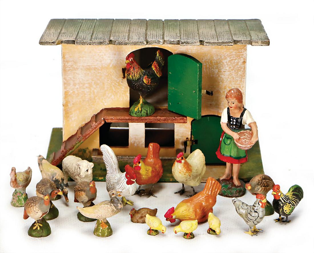 ELASTOLIN maid, 9.5 cm, mass, 1 chicken-house, c. 20 (1 of 1)