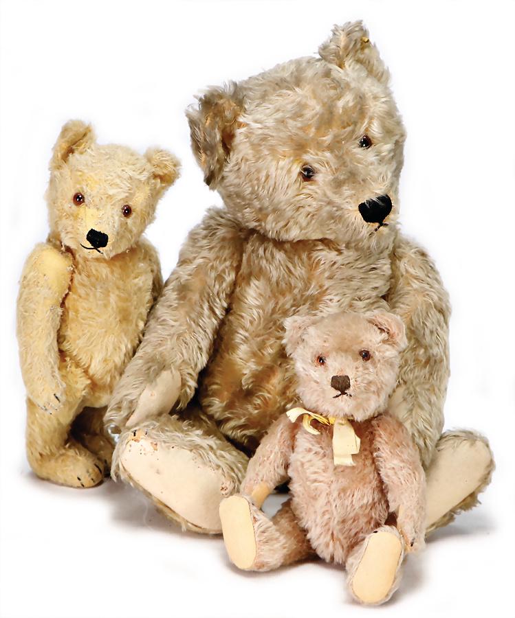 STEIFF 3 pieces, original teddy, postwar era, 50 cm, (1 of 1)