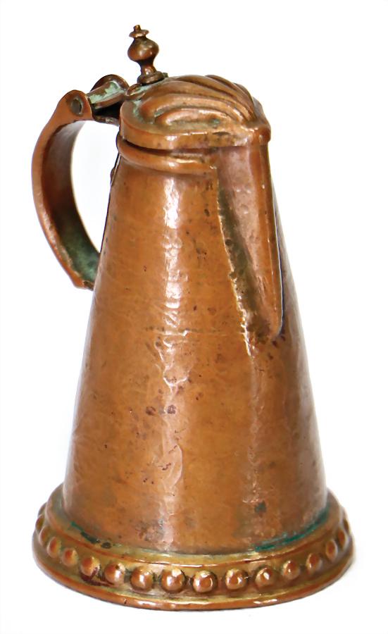 pitcher copper, embossed, wall with rocaillen hallmark, (1 of 1)