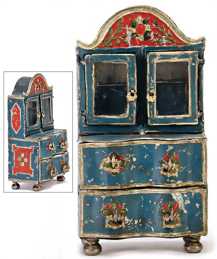 early dollhouse cupboard, tin, handpainted, 15 cm (1 of 1)