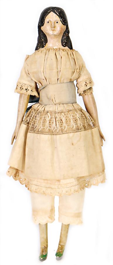 papier mâché shoulder headed doll, Milliner, c. 1850, (1 of 1)