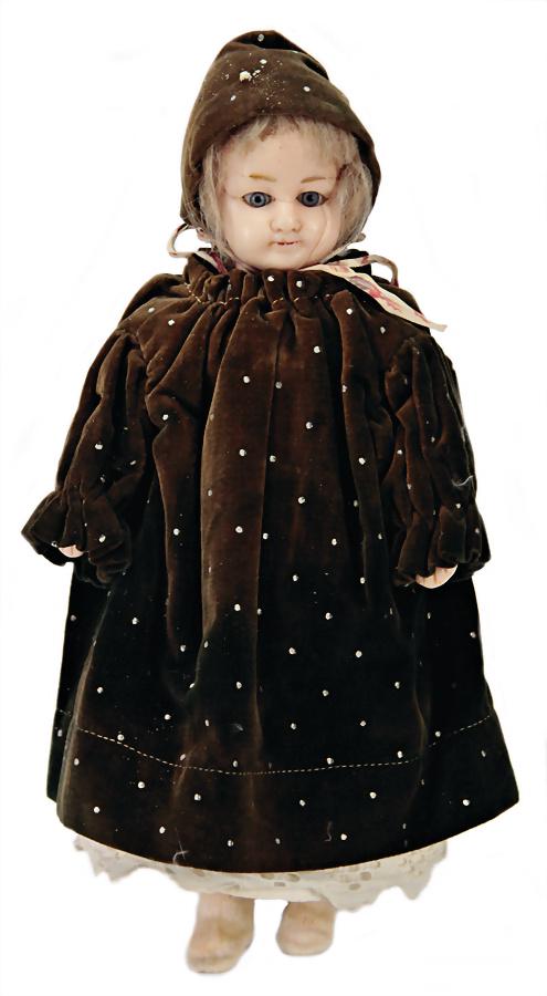 early shoulder headed waxdoll, restored breast plate ,: early shoulder headed waxdoll, restored breast plate , tear about the cheek, inset real hair, blue glass eyes, wax forearms, and legs, 27 cm German Description Frühe Wachs-Brustblattkopf-Puppe, Brust