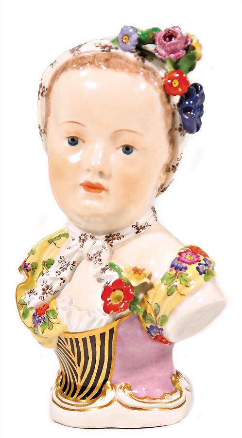 MEISSEN bust, with floral decorations, height: 15.5 cm, (1 of 1)