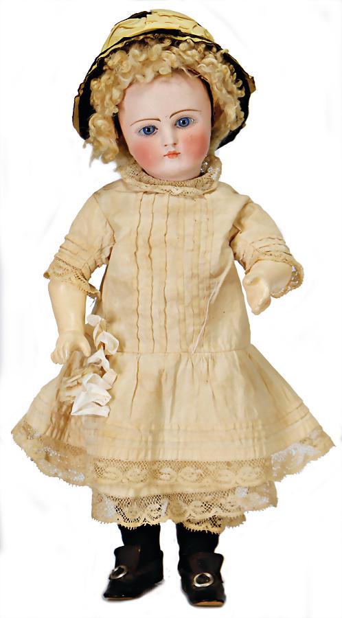 bisque porcelain head doll, Belton type, 31 cm, socket (1 of 2)